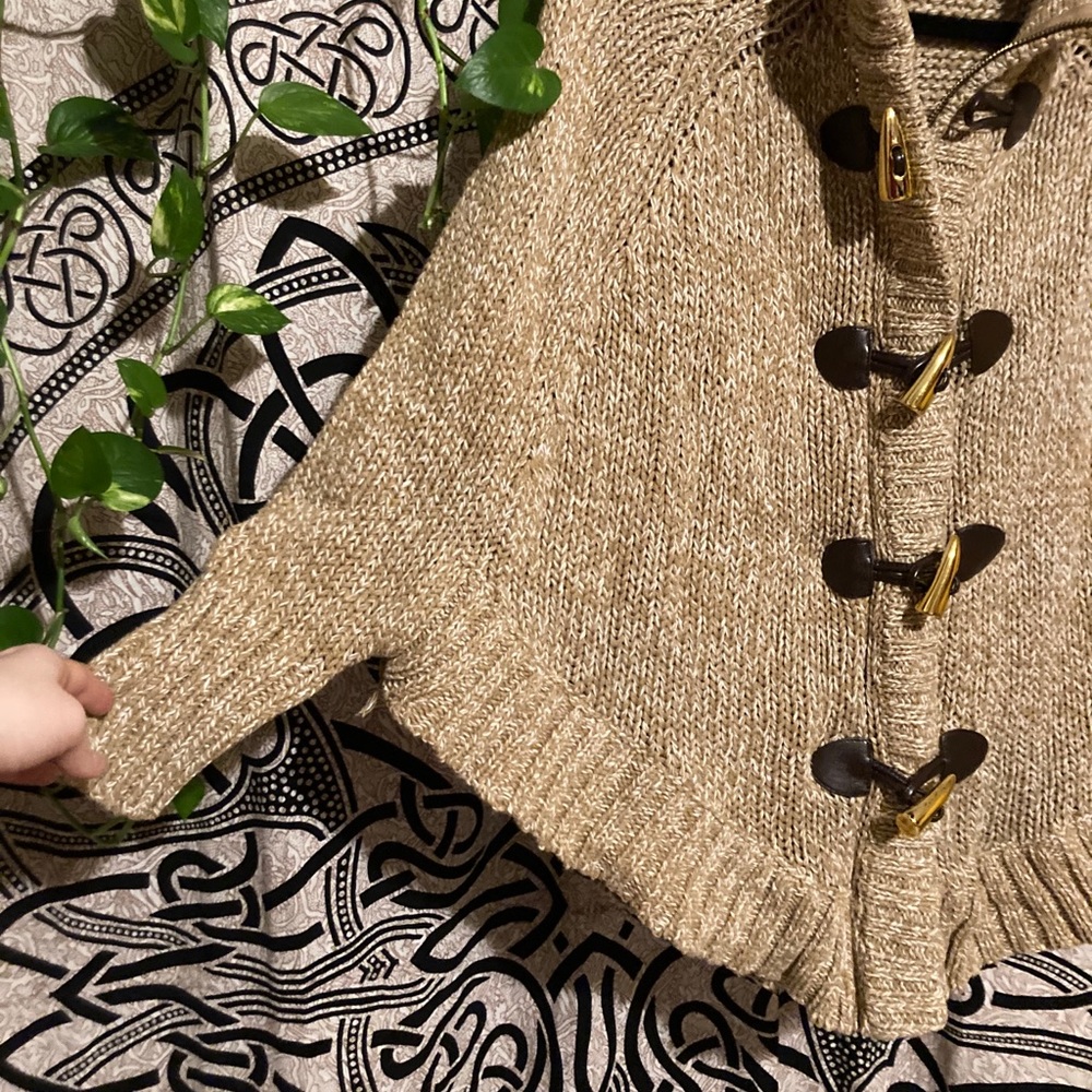 Michael Kors Tan Poncho Sweater Size M - Picture 5 of 6